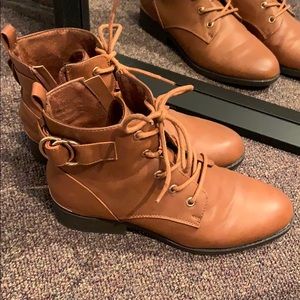 Lace up brown booties
